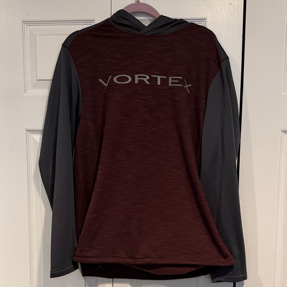 Men's Maroon and Gray Vortex Hoodie XL